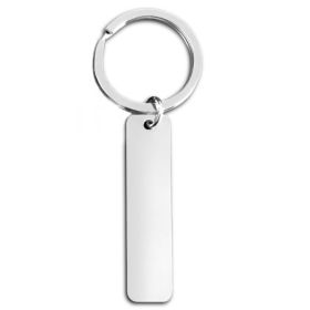 Keychain Stainless Steel Blank Long Rectangular Square