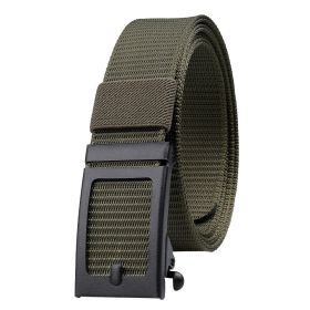 Men's Fashion Ratchet Belt Golf Belt; 1 3/8inch Quick Release Automatic Slide Buckle Nylon Web Webbing Belt For Outdoor Work; Military Tactical Belt (Color: Army green, size: 3.4x125cm/1.34x49inch)