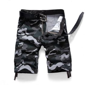 Men's Camo Cargo Short (Color: Navy Blue, size: 38)