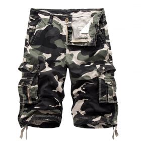 Mens Relaxed Camouflage Camo Cargo Shorts (Color: Army green, size: 38)