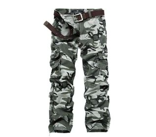 Men's Casual Cargo Pants Multi-Pocket Thick Washed Camouflage Military Work Trousers (Color: 1, size: 34)