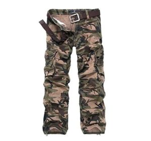 Men's Casual Cargo Pants Multi-Pocket Thick Washed Camouflage Military Work Trousers (Color: 2, size: 36)