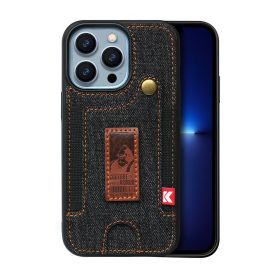 Suitable for iPhone 13pro phone case Apple 14 card wrist strap iPhone 14 phone case (Applicable model: iPhone12, colour: black)