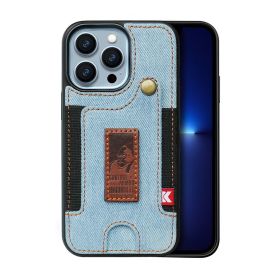 Suitable for iPhone 13pro phone case Apple 14 card wrist strap iPhone 14 phone case (Applicable model: iPhone13PRO MAX, colour: wathet)