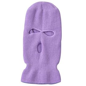 Army Tactical Mask 3 Hole Full Face Mask Ski Mask Winter Cap Balaclava Motorbike Motorcycle Helmet Full Helmet (Color: purple Balaclava)