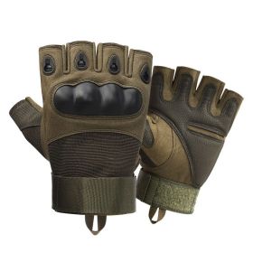Half Finger Men's Gloves Outdoor Military Tactical Gloves Sports Shooting Hunting Airsoft Motorcycle Cycling Gloves (Color: Army green, size: M)