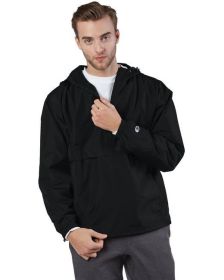 Adult Packable Anorak 1/4 Zip Jacket - BLACK - S (Color: Black, size: L)