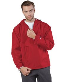 Adult Packable Anorak 1/4 Zip Jacket - BLACK - S (Color: SCARLET, size: S)
