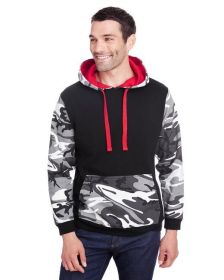Men's Fashion Camo Hooded Sweatshirt - NTRL/ GRN WD/ OR - S (Color: BLK/ URBN WD/ RD, size: M)