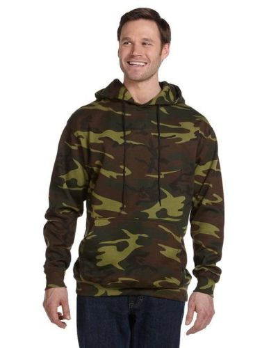 Unisex Camo Pullover Hoodie - GREEN WOODLAND - S