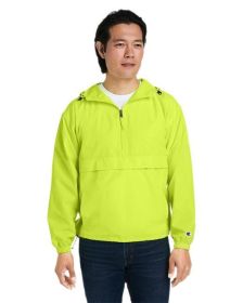 Adult Packable Anorak 1/4 Zip Jacket - BLACK - S (Color: SAFETY GREEN, size: 3XL)