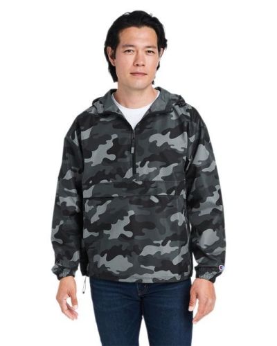 Adult Packable Anorak 1/4 Zip Jacket - BLACK - S