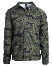 Burnside B9718 Men's Nylon Coaches Jacket (Color: Green Camo, size: S)