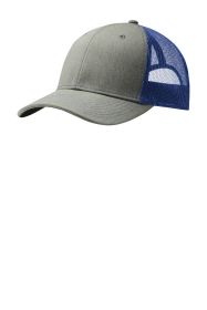 Port Authority Snapback Trucker Cap C112 (Color: Heather Grey/ Patriot Blue, size: OSFA)