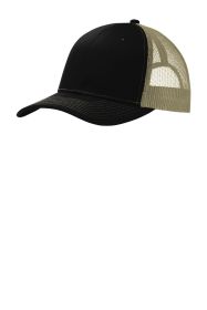 Port Authority Snapback Trucker Cap C112 (Color: Black/ Tan, size: OSFA)
